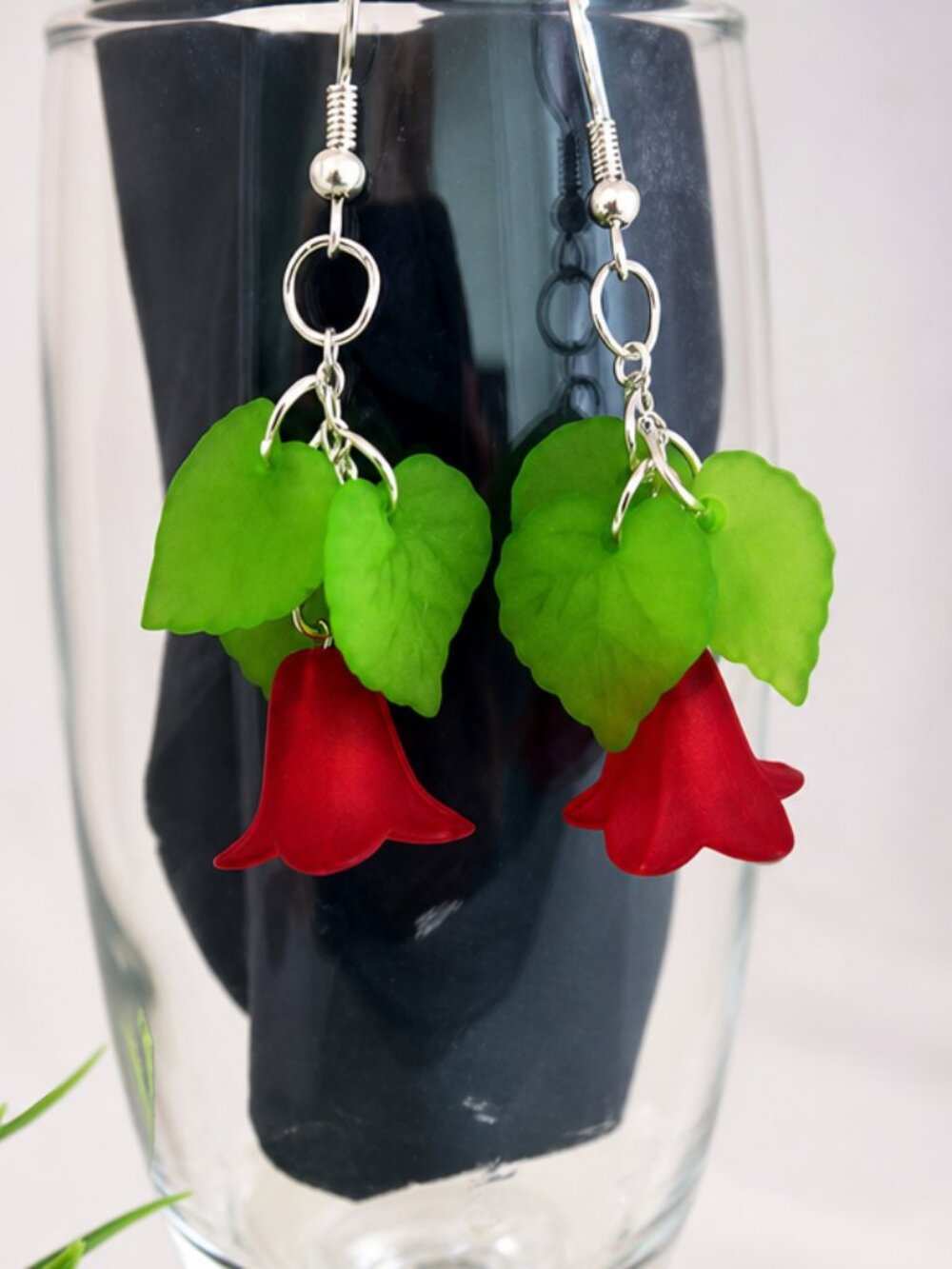 Red Floral Dangle Earrings